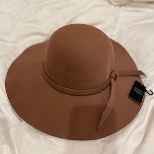 Suede Brown Floppy Hat With Bow